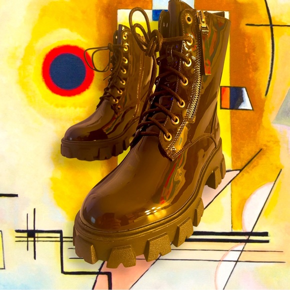 Akira AZALEA WANG Combat Boots , Size 7 , color brown , Brand new in the box - Picture 1 of 10